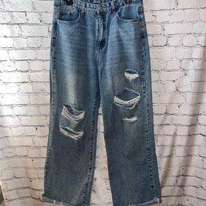 Cider Women’s Distressed Wide Leg High Waisted Jeans Size‎ Large